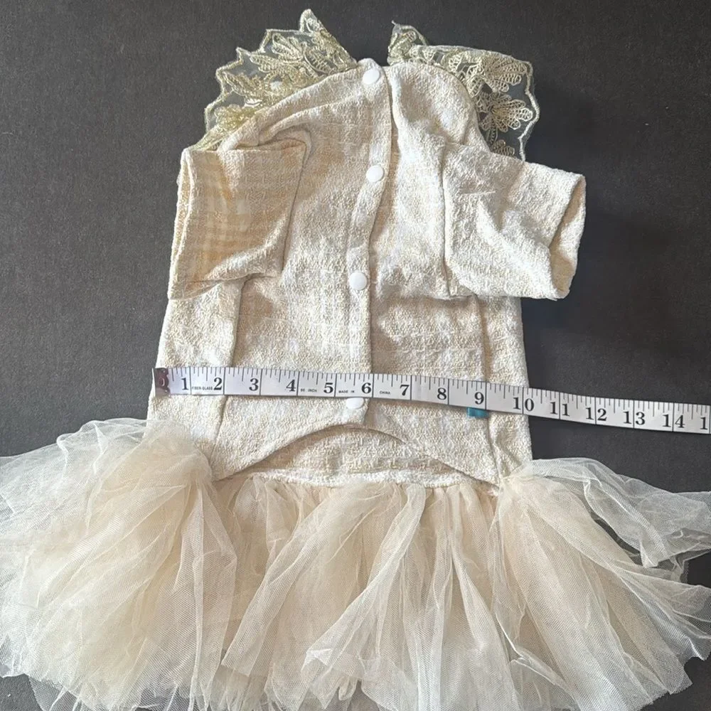 Petstyle Cream & Gold Dog Dress Size L NEW